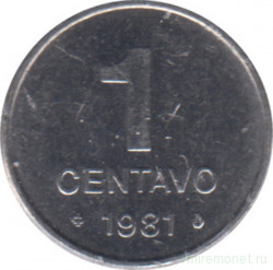 Монета. Бразилия. 1 сентаво 1981 год.