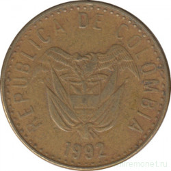 Монета. Колумбия. 20 песо 1992 год.