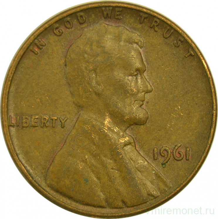 Монета. США. 1 цент 1961 год.