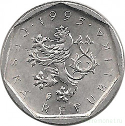 Монета. Чехия. 20 геллеров 1995 год.