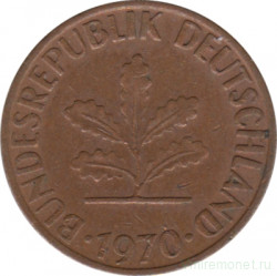 Монета. ФРГ. 1 пфенниг 1970 год. Монетный двор - Гамбург (J).