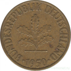 Монета. ФРГ. 10 пфеннигов 1950 год. Монетный двор - Карлсруэ (G).
