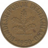 Монета. ФРГ. 10 пфеннигов 1950 год. Монетный двор - Карлсруэ (G). ав.