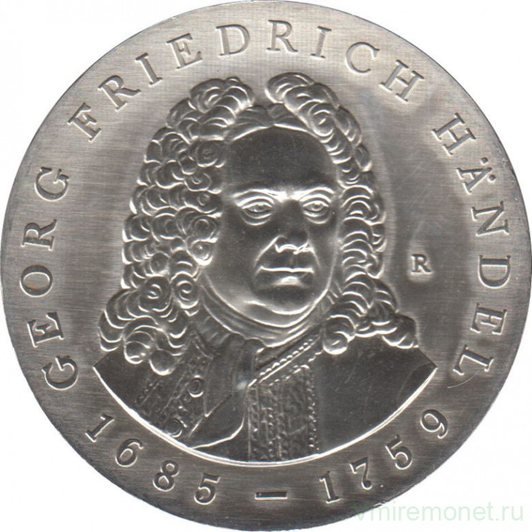 Монета. ГДР. 20 марок 1984 год. 300 лет со дня рождения и 225 лет со дня смерти Георга Фридриха Генделя.