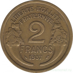 Монета. Франция. 2 франка 1937 год.