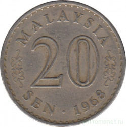 Монета. Малайзия. 20 сен 1968 год.