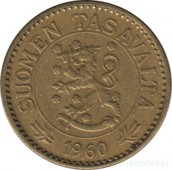 Монета. Финляндия. 10 марок 1960 год.