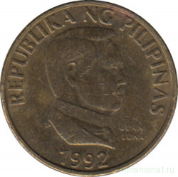 Монета. Филиппины. 25 сентимо 1992 год.