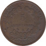 Монета. Франция. 5 сантимов 1893 год. рев.
