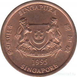 Монета. Сингапур. 1 цент 1995 год.