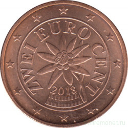 Монета. Австрия. 2 цента 2018.