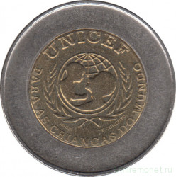 Монета. Португалия. 100 эскудо 1999 год. Юнисеф. 
