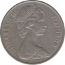 Монета. Фиджи. 10 центов 1969 год. ав.