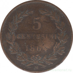 Монета. Сан-Марино. 5 чентезимо 1864 год.