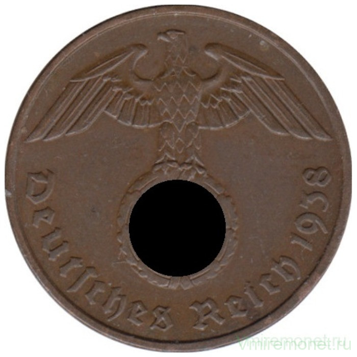 Монета. Германия. Третий Рейх. 2 рейхспфеннига 1938 год. Монетный двор - Мюнхен (D).