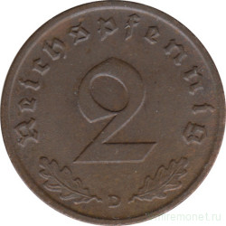Монета. Германия. Третий Рейх. 2 рейхспфеннига 1938 год. Монетный двор - Мюнхен (D).