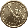 Монета. США. 1 доллар 2016 год. Президент США № 40 Рональд Рейган. Монетный двор D. рев