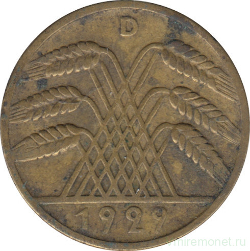 Монета. Германия. Веймарская республика. 10 рейхспфеннигов 1929 год. Монетный двор - Мюнхен (D).
