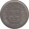  Монета. Швейцария. 5 франков 1974 год. ав.