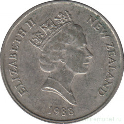 Монета. Новая Зеландия. 10 центов 1988 год.