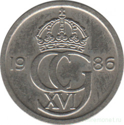 Монета. Швеция. 10 эре 1986 год (U).