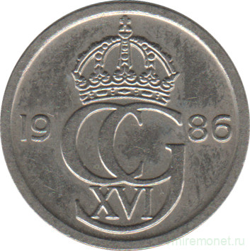 Монета. Швеция. 10 эре 1986 год (U).