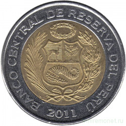 Монета. Перу. 5 солей 2011 год.