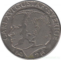 Монета. Швеция. 1 крона 1976 год.