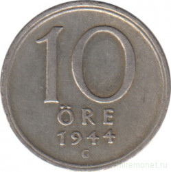 Монета. Швеция. 10 эре 1944 год. G.
