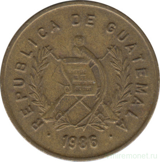Монета. Гватемала. 1 сентаво 1986 год.