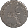 Монета. Бермудские острова. 25 центов 1980 год. ав.
