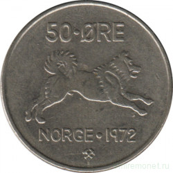 Монета. Норвегия. 50 эре 1972 год.