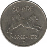 Монета. Норвегия. 50 эре 1972 год. ав.
