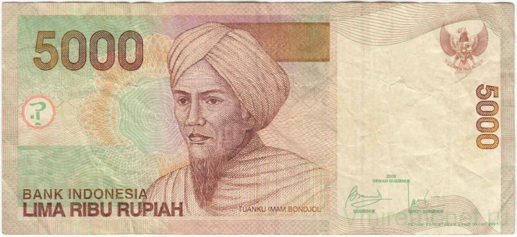 Банкнота. Индонезия. 5000 рупий 2001 год. (модификация 2009 год). Тип 142i. 