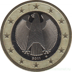 Монета. Германия. 1 евро 2011 год (G).