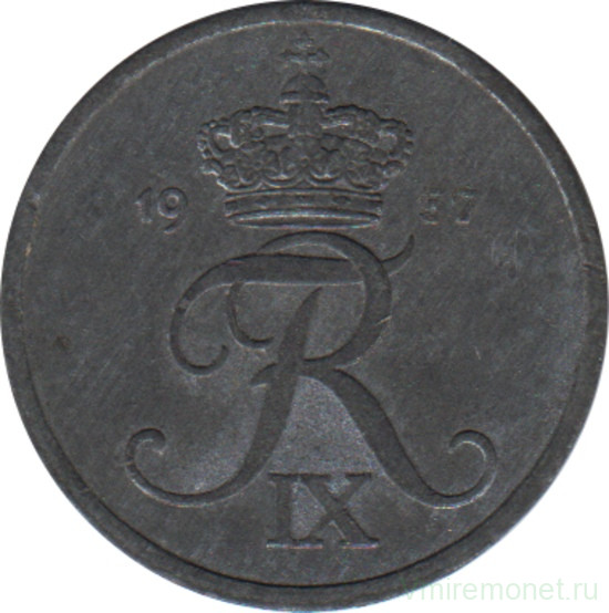 Монета. Дания. 1 эре 1957 год.