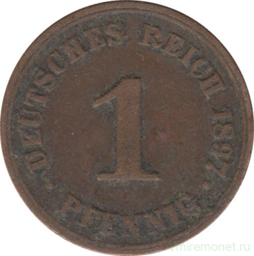 Монета. Германия (Германская империя 1871-1922). 1 пфенниг 1897 год. (A).