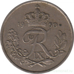 Монета. Дания. 25 эре 1950 год.