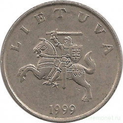 Монета. Литва. 1 лит 1999 год.