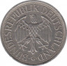 Монета. ФРГ. 1 марка 1961 год. Монетный двор - Карлсруэ (G). рев.