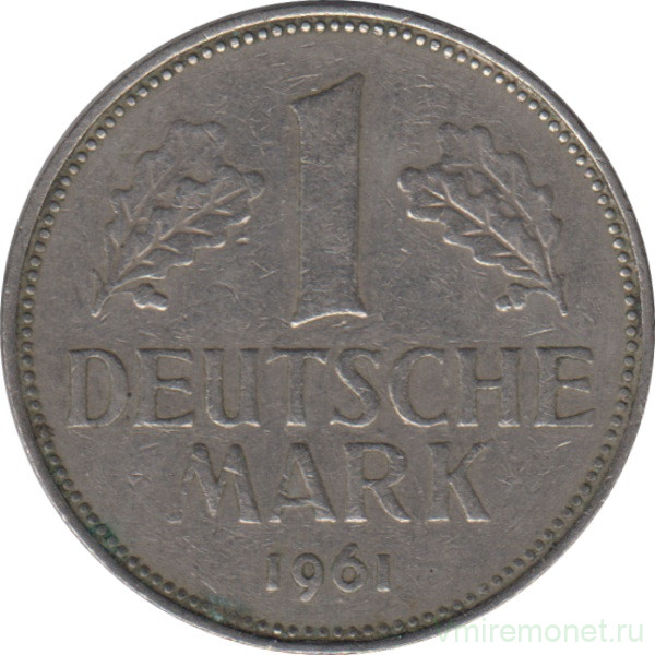 Монета. ФРГ. 1 марка 1961 год. Монетный двор - Карлсруэ (G).