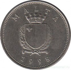 Монета. Мальта. 10 центов 1998 год.