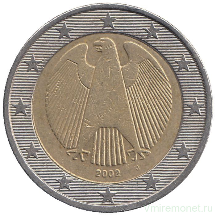 Монета. Германия. 2 евро 2002 год (J).