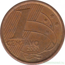 Монета. Бразилия. 1 сентаво 2000 год.
