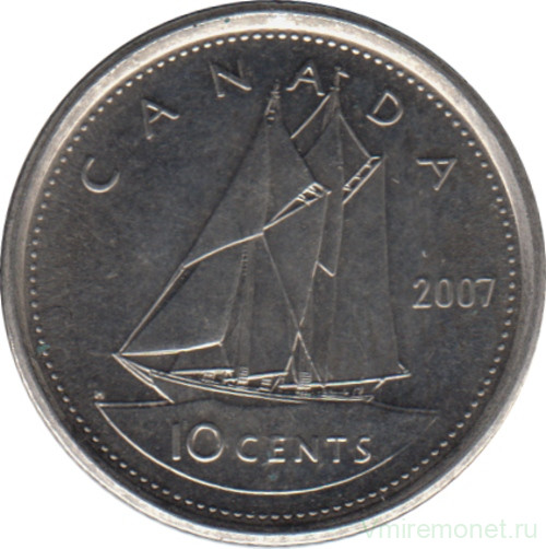 Монета. Канада. 10 центов 2007 год.