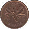 Монета. Канада. 1 цент 1964 год. ав.