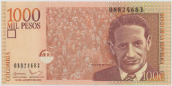Банкнота. Колумбия. 1000 песо 2015 год. Тип 456t.