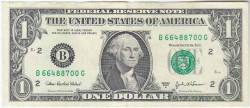 Банкнота. США. 1 доллар 2003 год. Серия B. Тип 515b.