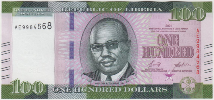 Банкнота. Либерия. 100 долларов 2021 год. Тип W41.