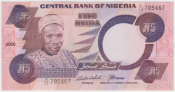 Банкнота. Нигерия. 5 найр 2005 год. Тип 24i.
